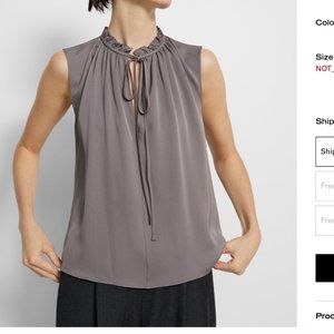 Theory Tie Neck Shell Top in Silk Georgette